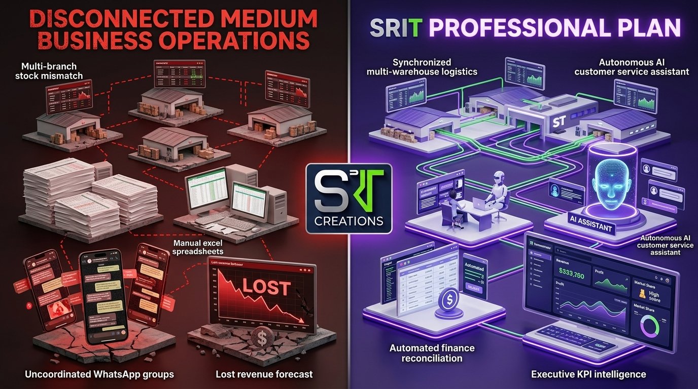 Disconnected Medium Business vs SRIT Professional Plan