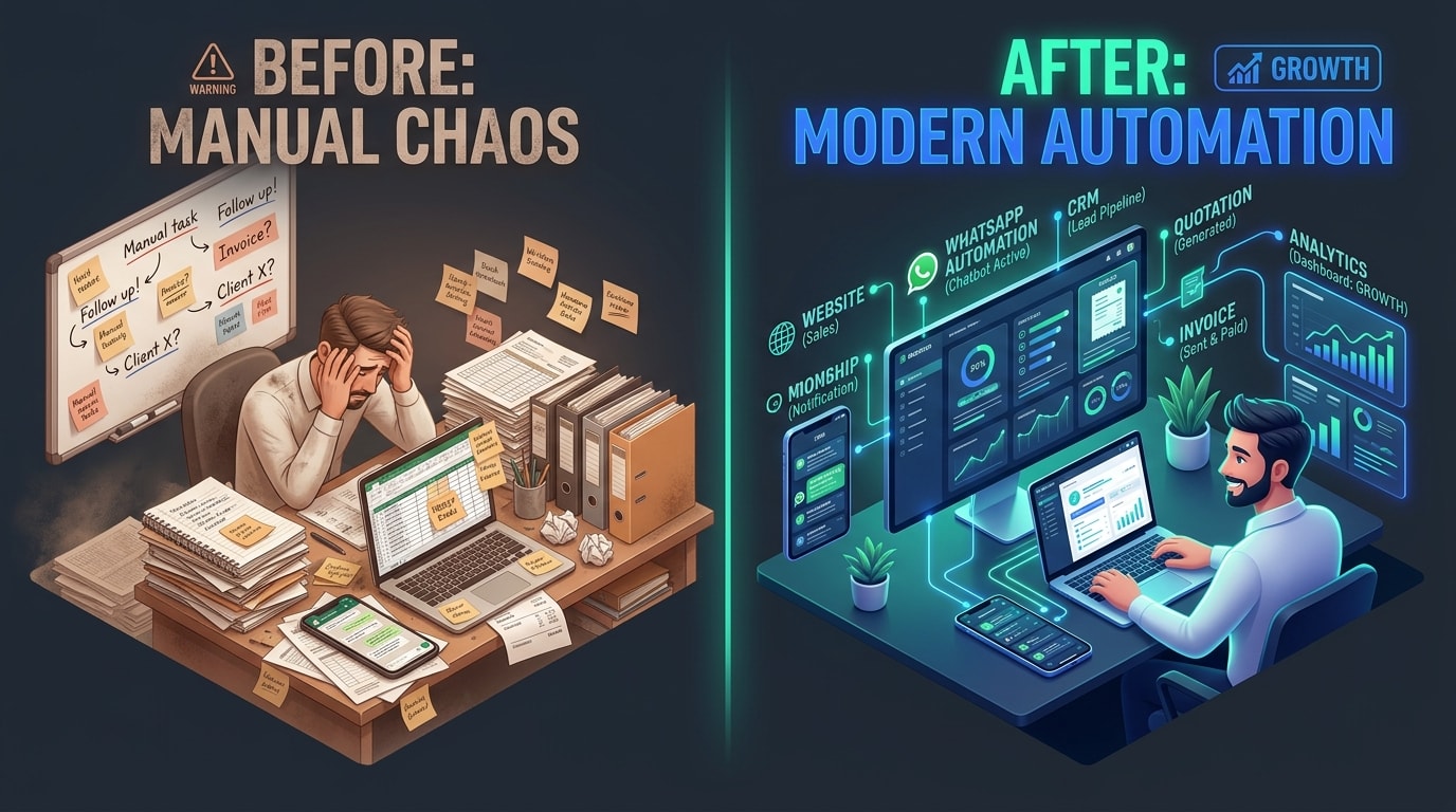 Before Manual Chaos vs After Modern Connected Automation